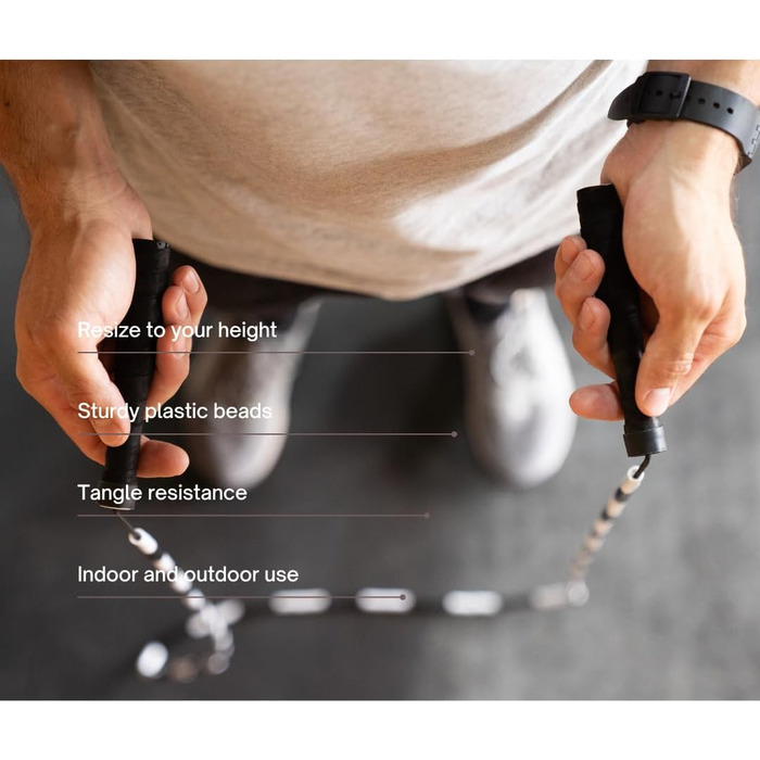 Стрибковий скакалка JOBEAR Athletics з кульками для фітнесу - зручні ручки з Grip Tape, без спутанню, регульована - для дорослих, підлітків та дітей (батьків)