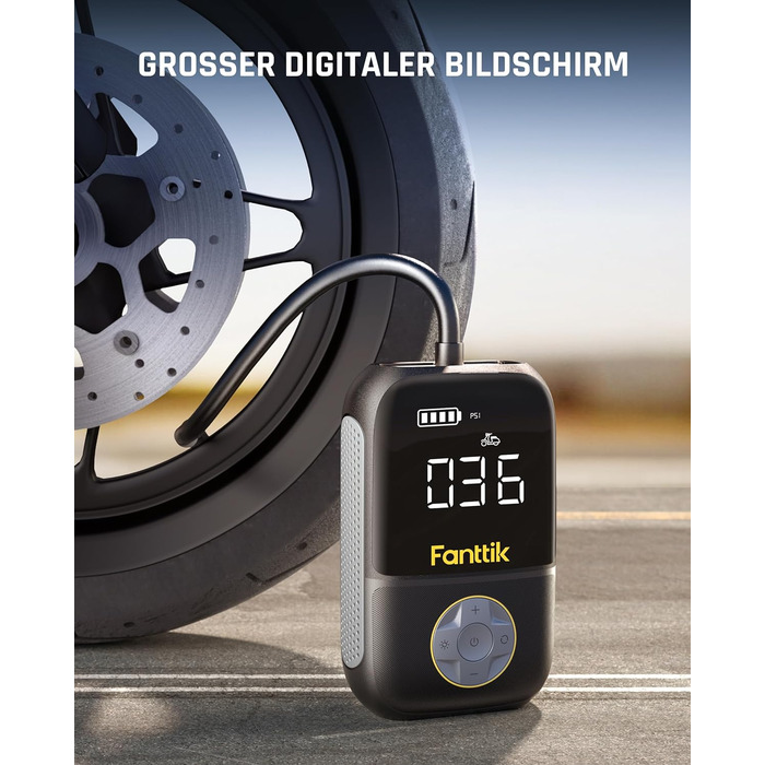 Електричний насос-компресор Fanttik X8 Mini, 150 PSI, портативний, з LCD-екраном, для авто, велосипедів, мотоциклів та м'ячів