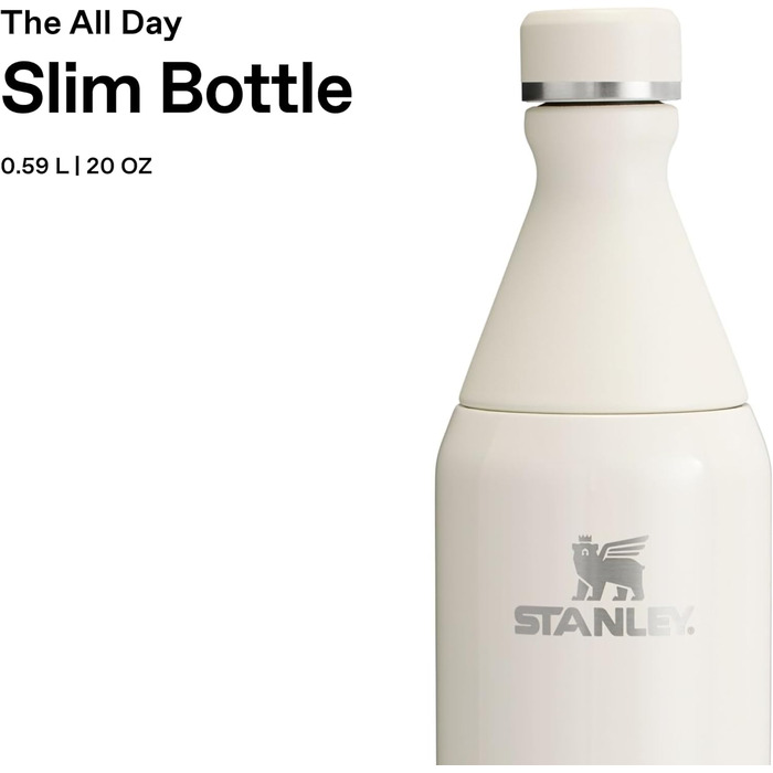 Термос Stanley 1913 All Day Slim 0.6л кремовий - нержавіюча сталь, тримає холод 6 год, лід 11 год, без BPA, герметичний, посудомийна машина