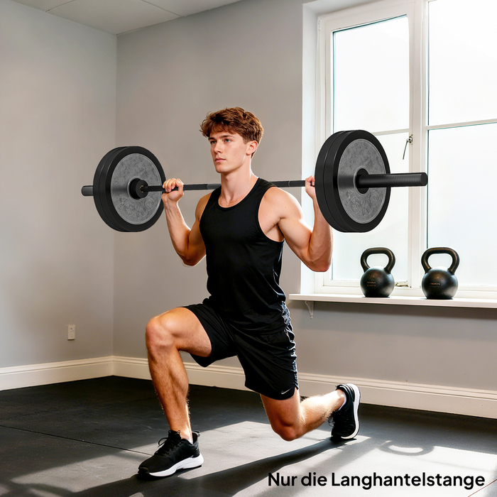 Штанга для тренажерів, 180 см, олімпійська штанга, сталева, вантажопідйомність 200 кг, чорна