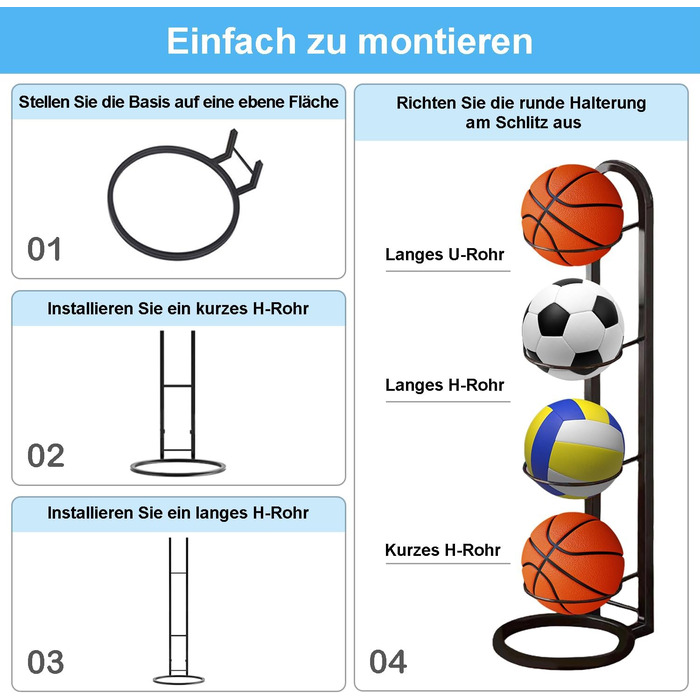 Металева стійка для зберігання м'ячів (баскетбол, футбол, волейбол) - 4 яруси