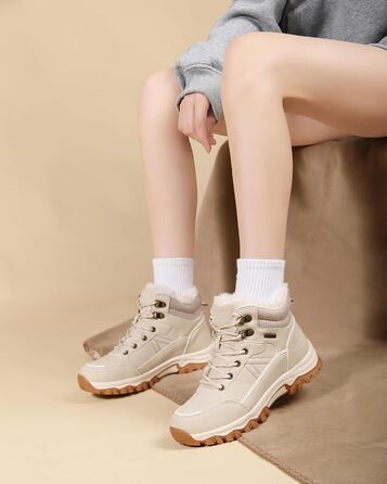 Зимові черевики для жінок, зимові чоботи, теплі трекінгові черевики, снігоступи, світло-бежевий колір, розмір 36-41, EU 38