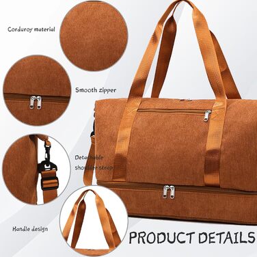 Спортивна сумка YOUYIKE для жінок та чоловіків 20-35Л з відділенням для взуття та вологих речей, дорожня сумка-вікендер для фітнесу, тренувань та подорожей (Коричнева)