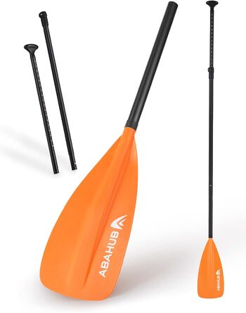 SUP весло Abahub 2-в-1 для сап- і каяк-дошки, алюмінієве, регульоване, 172-213 см, пластикове лезо, помаранчеве