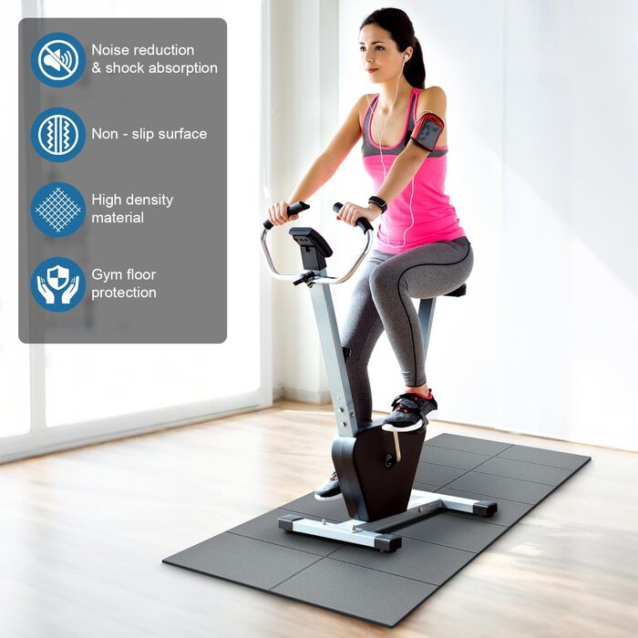 Килимок під тренажер PVC 173x61x0.6 см, захисний шумопоглинаючий мат для бігової доріжки та йоги, водонепроникний (сірий)