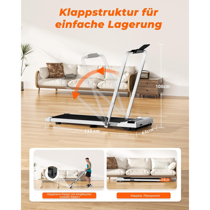 Бігова доріжка Superun Walking Pad з нахилом 6%, для дому, з додатком та пультом, до 12 км/год, витримує до 136 кг
