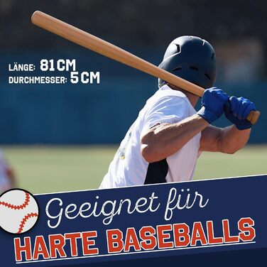 Бейсбольна бита: дерев'яна або алюмінієва, міцна, з неслизькою ручкою, 81 см (дерево)