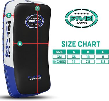 Подушки для ударів Farabi Sports Curved Kick Pads, сині - для кікбоксингу, ММА, Муай Тай, тренувань та кікбоксингу