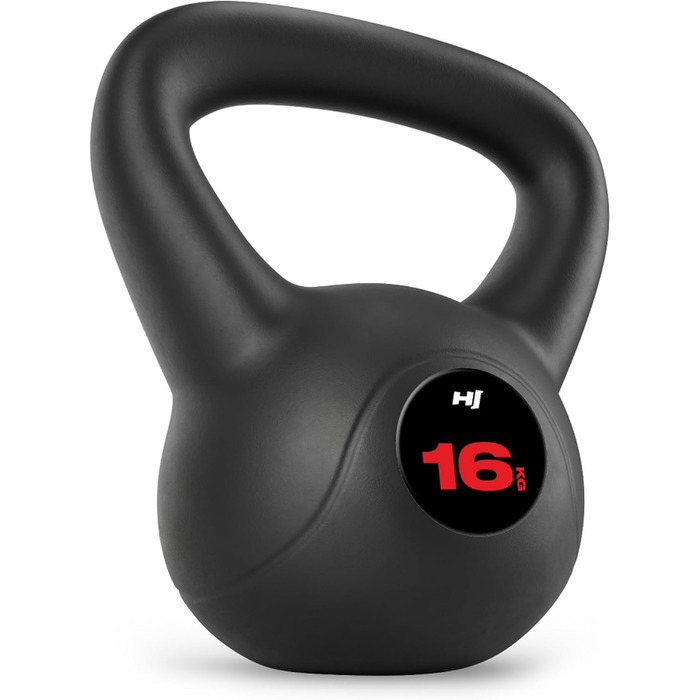Кетлбел Hop-Sport 16 кг, пластиковий, для домашніх тренувань, ергономічні ручки | Hop-Sport