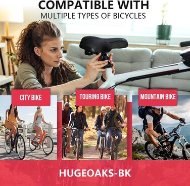 Велосипедне сідло HUGEOAKS для чоловіків та жінок: комфортне, універсальне для MTB, шосе, фітнесу, BMX та міста