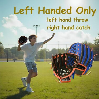 Рукавичка для бейсболу Urby для лівшів, дитяча та юнацька, 11.5 дюймів (7-11 років), чорно-синя