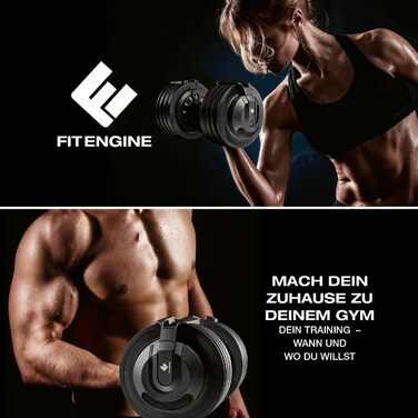 FitEngine Мультифункціональний гантельний набір 3-24 кг, регульований, коротка і довга штанга, гиря, для домашніх тренувань, силові вправи, витривалість