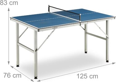 Стіл для настільного тенісу Relaxdays Indoor, складаний, 72x76x125 см, з сіткою, синій, для активного відпочинку