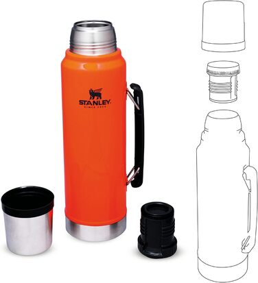 Термос Stanley Classic Legendary, нержавійка, 1 л, тримає тепло/холод 15-48 годин, BPA-free, для напоїв, для подорожей, можна мити в посудомийці