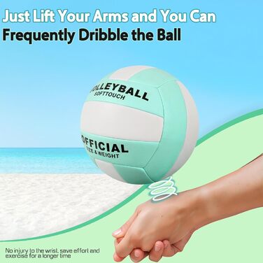 Волейбольний м'яч Aipwerer: для пляжу, залу та тренувань. З насосом та сумкою. Зелено-білий, розмір 5