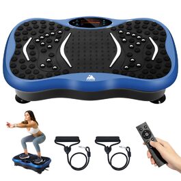 Віброплатформа Evolve для фітнесу з Bluetooth, 5 режимів, 2 гумові еспандери, обладнання для дому, блакитна