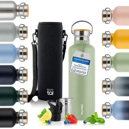 Термос-пляшка Blumtal 1л з нержавіючої сталі, подвійні стінки, ізоляція, без BPA, 1000 мл, зелений колір