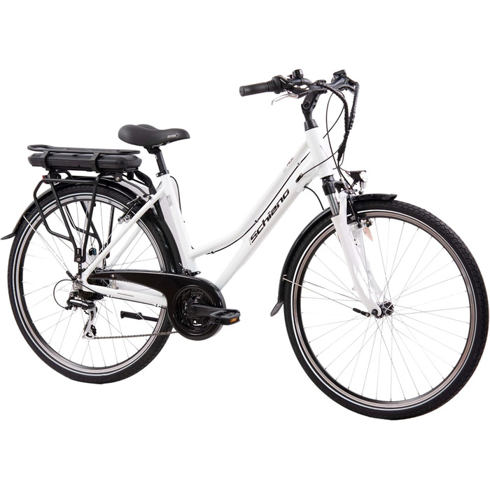 Електровелосипед F.lli Schiano E-Ride 28'' для трекінгу, знімний акумулятор 36В 10.4А·год, мотор 250Вт 40Нм, для чоловіків і жінок, білий