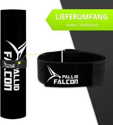 Фітнес-мат для занять Pallid Falcon FalconONE, 180x65x0,7 см, чорний, зносостійкий, нековзкий, без шкідливих речовин, вироблено в Німеччині