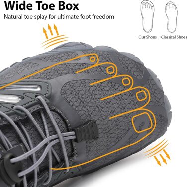 Чоловічі босі кросівки з широкою передньою частиною, Zero Drop, мінімалістичне взуття для воркауту, крос-тренувань, ходьби, хайкінгу, води, важкої атлетики, 43 EU, сірий, темно-сірий