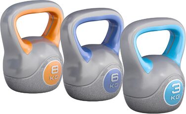 Kettlebell GORILLA SPORTS з пластика 2-20 кг – гиря для фітнесу, силових тренувань, різна вага, окремо або в наборі, з/без підставки