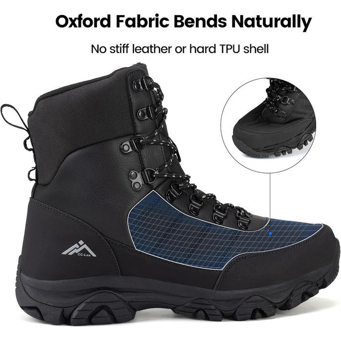 Чоловічі зимові черевики CC-Los: водонепроникні, для ходьби, з утеплювачем, розмір 40-48, чорний