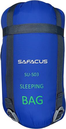 Спальний мішок для кемпінгу – 3 сезони, теплий та холодний клімат, легкий, простий у використанні, з компресійним мішком для дорослих та дітей, для подорожей на природі (Темно-синій)