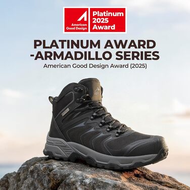 Чоловічі водонепроникні трекінгові черевики NORTIV 8 для хайкінгу та кемпінгу, чорно-сі, 43.5 EU