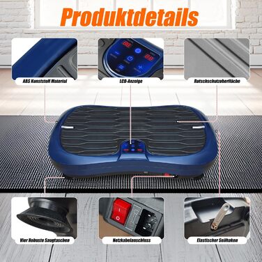 Вібраційна платформа для фітнесу: тренування вдома, 99 рівнів інтенсивності, 5 програм, Bluetooth, масаж, розвиток м'язів