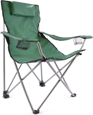 Туристичний стул Divero: складаний, для риболовлі, з підголовником, зелений (до 130 кг)