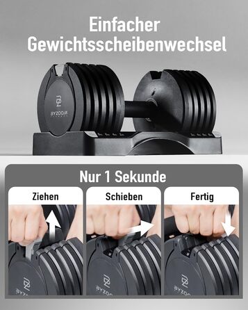 Регульована гантеля BYZOOM FITNESS 10 кг, 5-в-1, для дому та силових тренувань