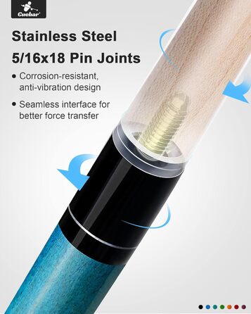 Набір київ для більярду CUEBAR (2 шт.), 58 дюймів, для дорослих, з імітацією шкіряної ручки, 2 кольори та ваги.