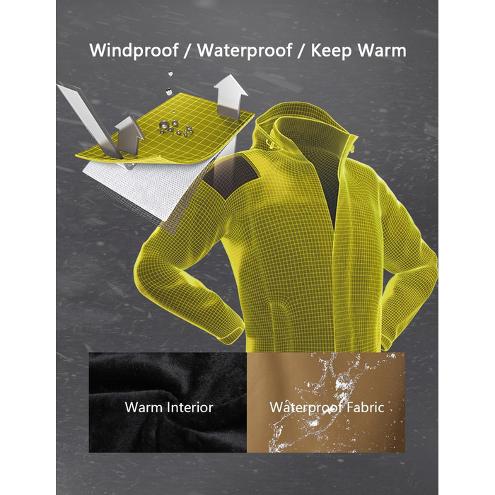 Чоловіча лижна куртка Berg Windbreaker, тепла зимова, непромокальна, для сноуборду та катання на лижах, з капюшоном, коричнева, XXL