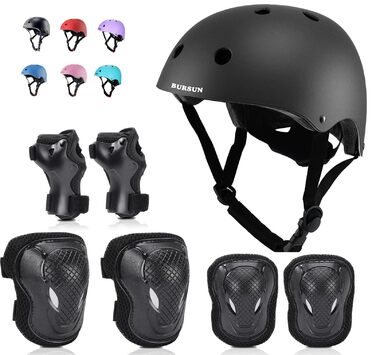 Дитячий шолом Kinder: для велосипеда, ролера, скейтборда, скутера (2-16 років), чорний комплект