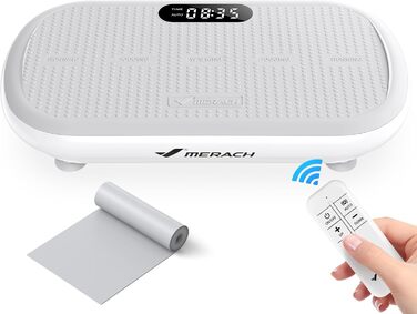 Вібраційна платформа MERACH для тренувань та фігури, амплітуда 13 мм, вантажопідйомність 200 кг, силіконовий педал, Bluetooth-динамік (сірий)