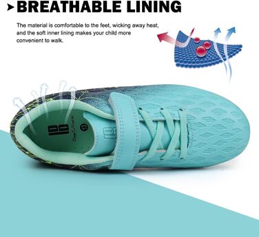 Дитячі футбольні бутси JABASIC Firm Ground для хлопчиків та дівчаток (26 EU, Зелений, Темно-синій)