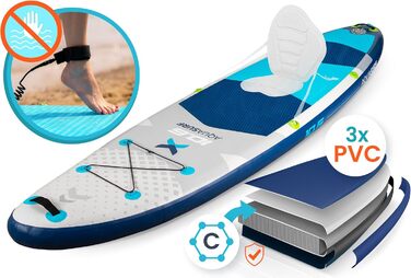 Надувний SUP Neo-Sport Stand Up Paddle Board 10.6 (320 см) з аксесуарами: насос, весло, leash, рюкзак (блакитний та сірий)