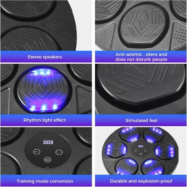 Музичний бокс-автомат настінний з LED, 9 режимами швидкості, Bluetooth, тренажер для боксу для дітей і дорослих, домашній фітнес