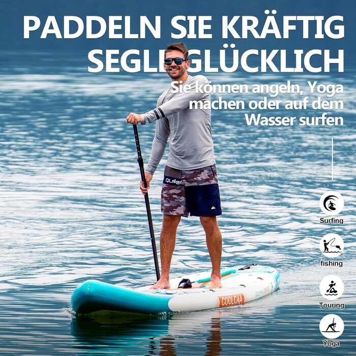 Надувна SUP-дошка COOLCAA 354x86x15 см з аксесуарами, вантажопідйомність 210 кг, для дорослих та підлітків, універсальна для всіх рівнів