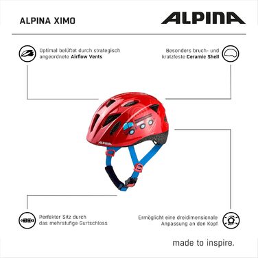 ALPINA XIMO дитячий велосипедний шолом, легкий, міцний, із LED-підсвіткою