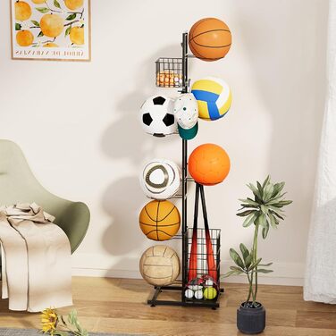 Металевий органайзер для м'ячів: підставка для баскетбольного та футбольного м'яча, полиці для зберігання, для дітей, в приміщенні