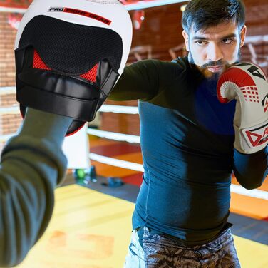 Боксерські рукавички Pratzen Rex Leder: ударні подушки, рукавички для спарингу, тренування боксу, кікбоксингу, тайського боксу, муай-тай. Біло-чорний колір.