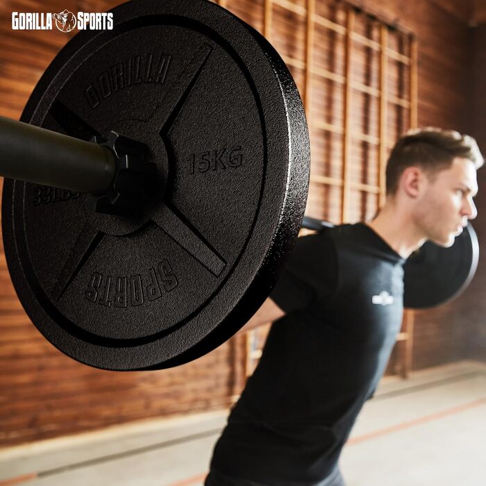 Олімпійські диски для штанги GORILLA SPORTS, чавунні, 1,25–30 кг, 50 мм, окремо чи комплект, для тренувань