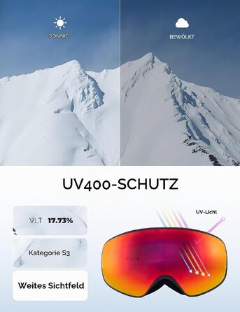 Дитячі гірськолижні окуляри для сноуборду з UV-захистом та антифогом, чорні (VLT 25%)