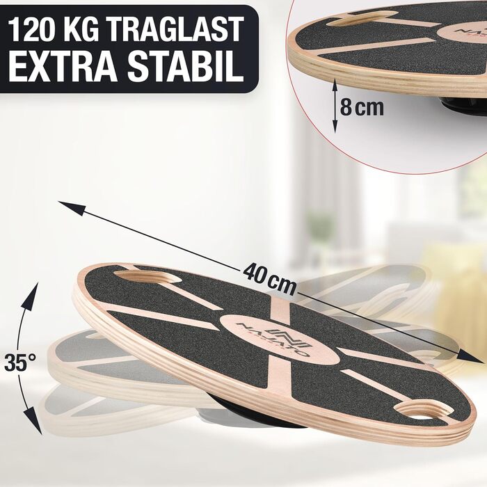 Дерев'яна баланс-платформа для тренування рівноваги з ручками – чорна