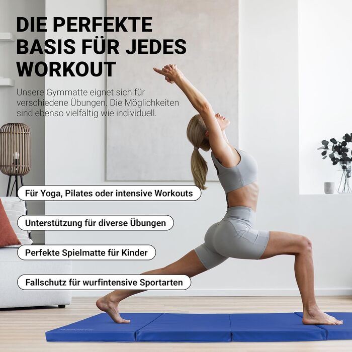 Гімнастичний мат MSPORTS Turnmatte Premium складний м'який килимок для спорту та дітей, синій (190 x 80 x 5 см)