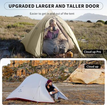 Намет Naturehike Cloud Up Pro 2 особи, легкий туристичний намет для кемпінгу, вітро- та водонепроникний, колір хакі