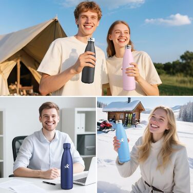 Фляга спортивна з нержавіючої сталі 750 мл - термофляга, без BPA, для фітнесу, велоспорту, зелена/синя