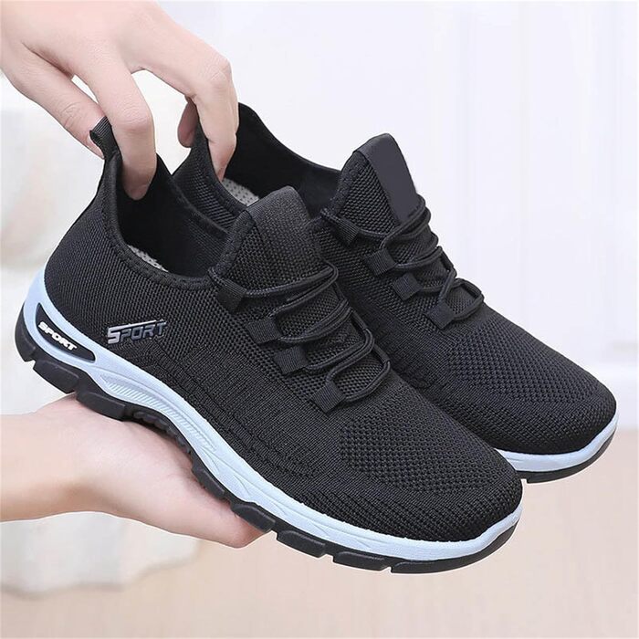 Чоловічі кросівки для активного відпочинку та спорту: бігові, фітнес, ходьби, чорні та білі, розмір 42 EU, ортопедичні, дихаючі, з широкою колодкой