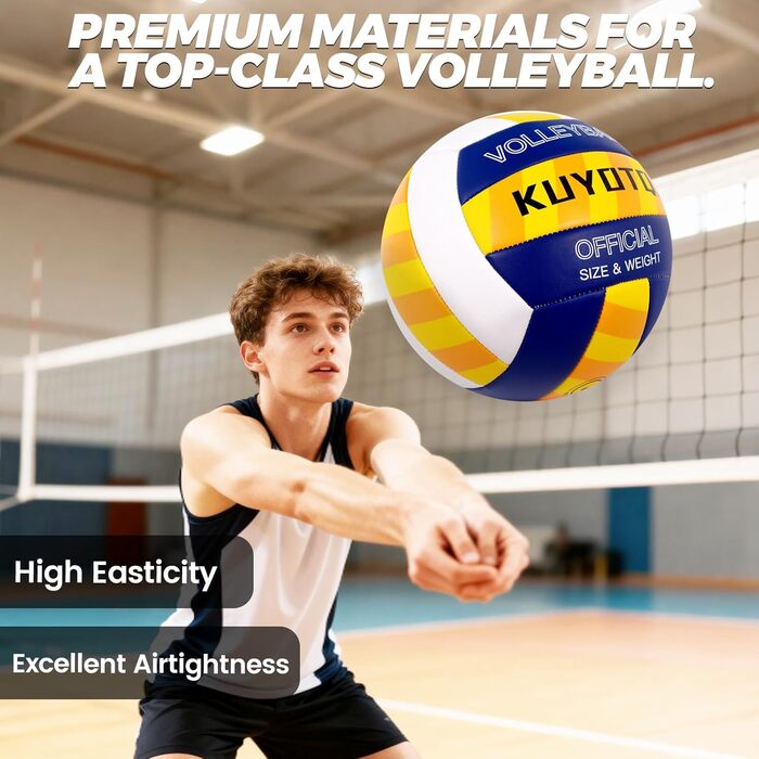 Волейбольний м'яч KUYOTQ для пляжу та залу, 3 мм, з м'якої шкіри, розмір 5, для підлітків та чоловіків